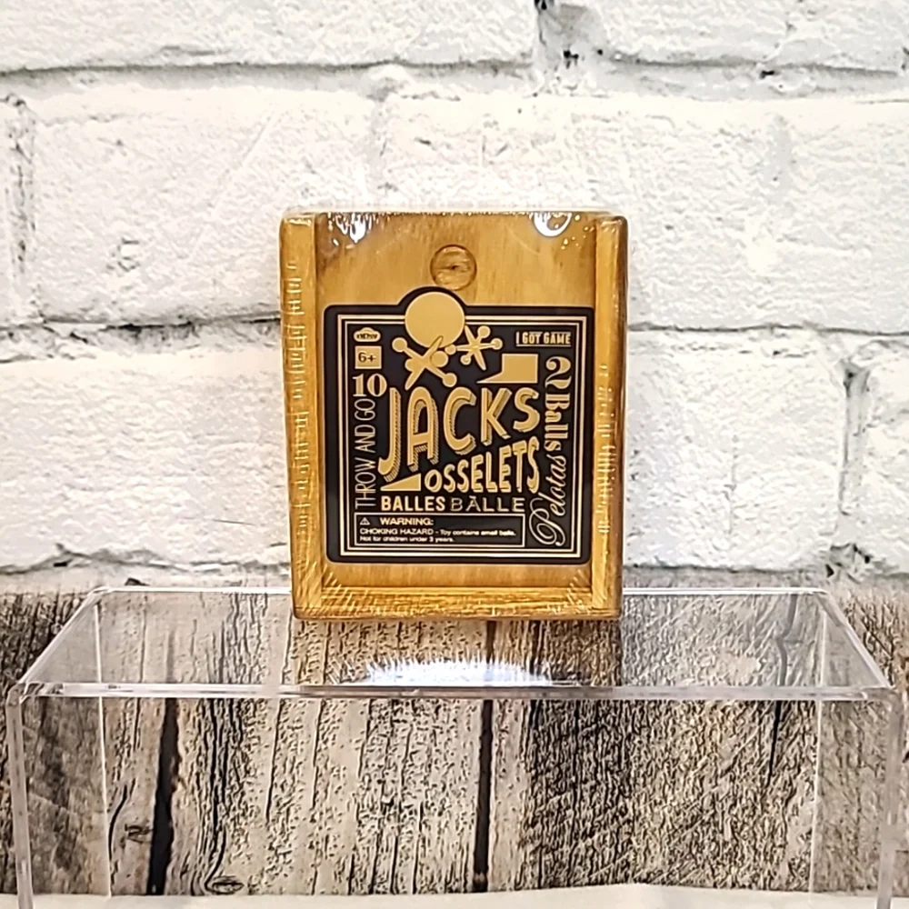 Classic Fun Jacks Game in a Nostalgic Retro Keepsake Wooden Travel Box - NIB/NWT